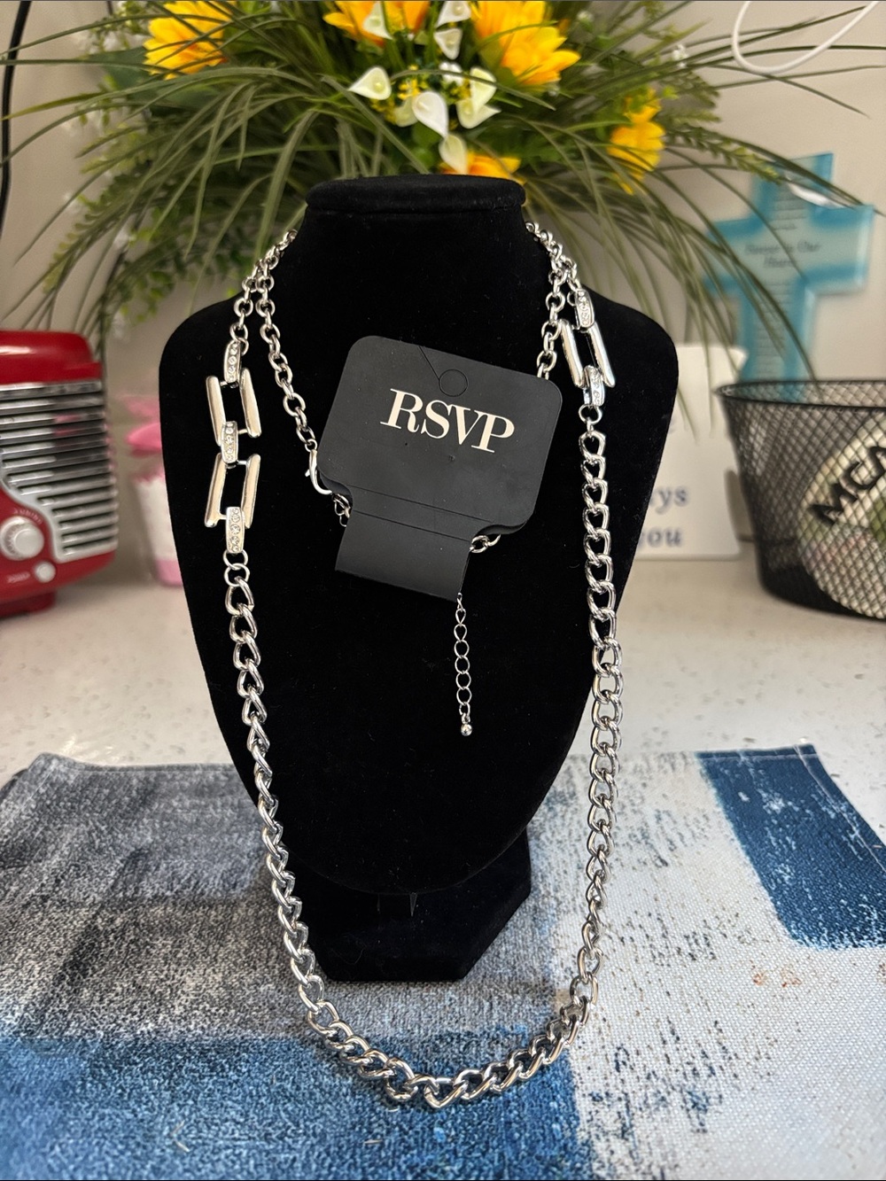 RSVP Silver Mixed Link Layered Necklace